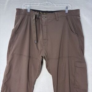prAna Zion Pants Men 40x34(33.75) Brown Straight‎ Leg ConvertibleHiking Gropcore